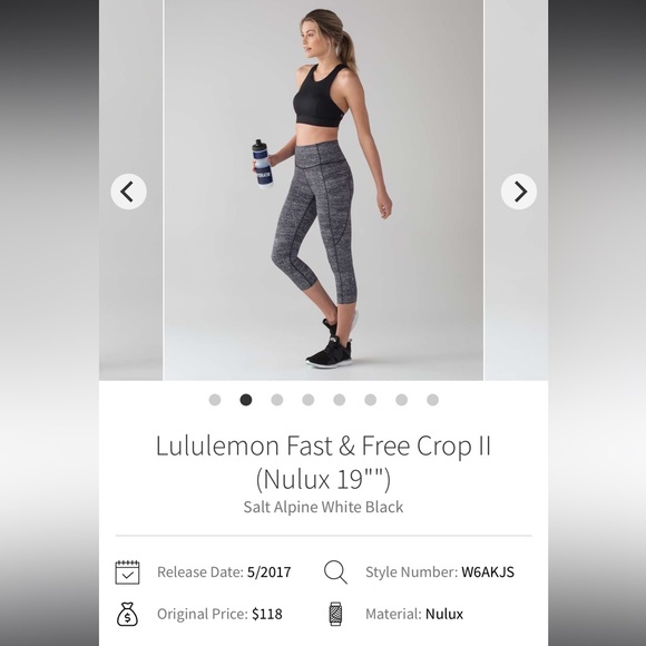 Lululemon- 25” Fast & Free Crop II High-Rise- Dark Grey & Black- Size 10 - Picture 10 of 16